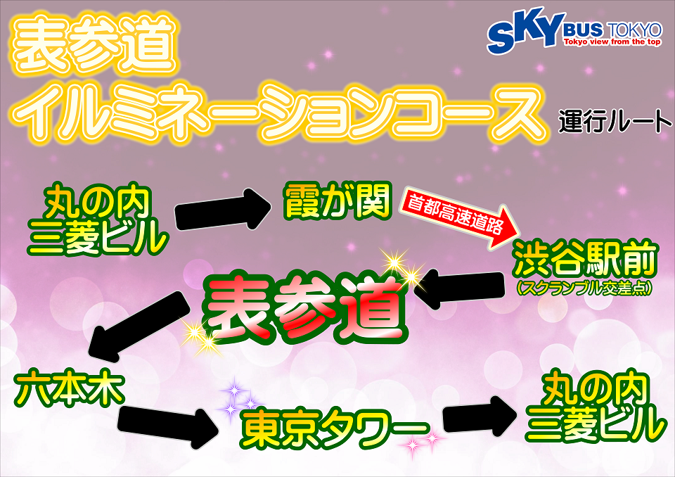【S135、期間限定】表参道イルミネーションコース(12/4~12/25)